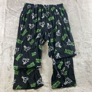 VTG Y2K ATARI Video Game Black Pajama PJ Pants Bottoms Size XL Mens Fleece Soft